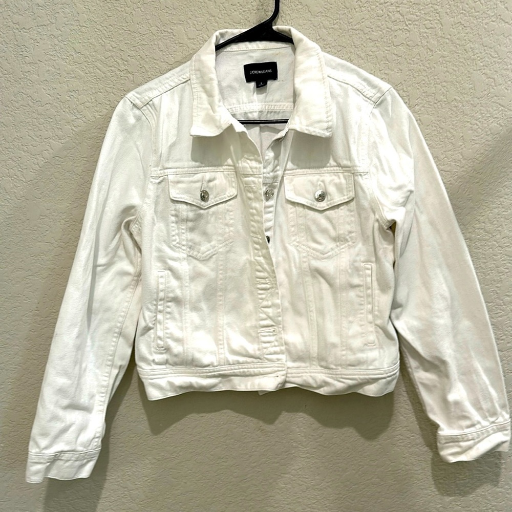 J Crew white denim women’s jacket size L
